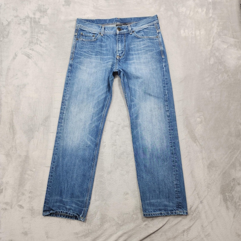 Armani Exchange Jeans Mens 34 SHORT Blue Relaxed Straight Leg Denim Casual Y2K
